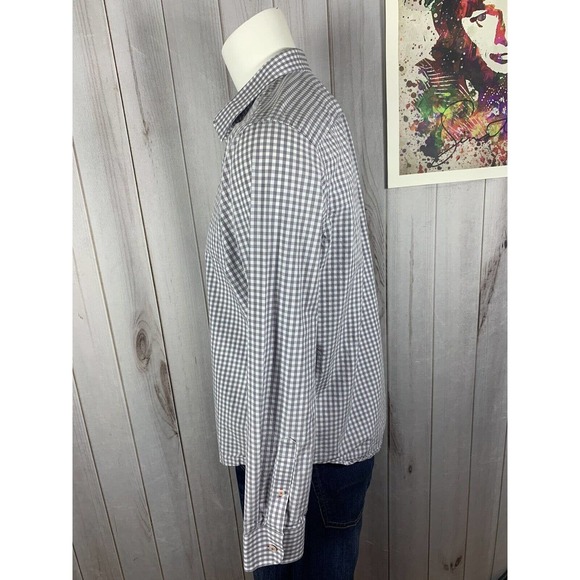 Untuckit Men’s Dress Shirt Long Sleeve Button Up Gray Check Size Large Cotton - Picture 6 of 12